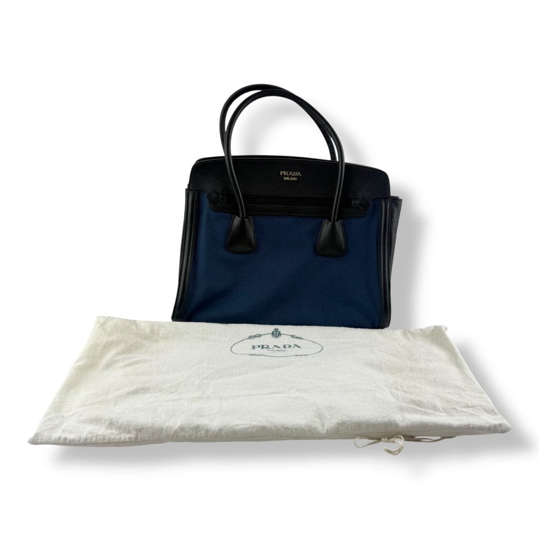Prada Saffiano Tote Blue Black Handbag - Lux Central