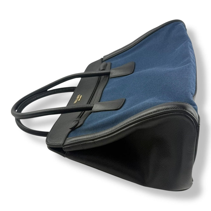 Prada Saffiano Tote Blue Black Handbag - Lux Central