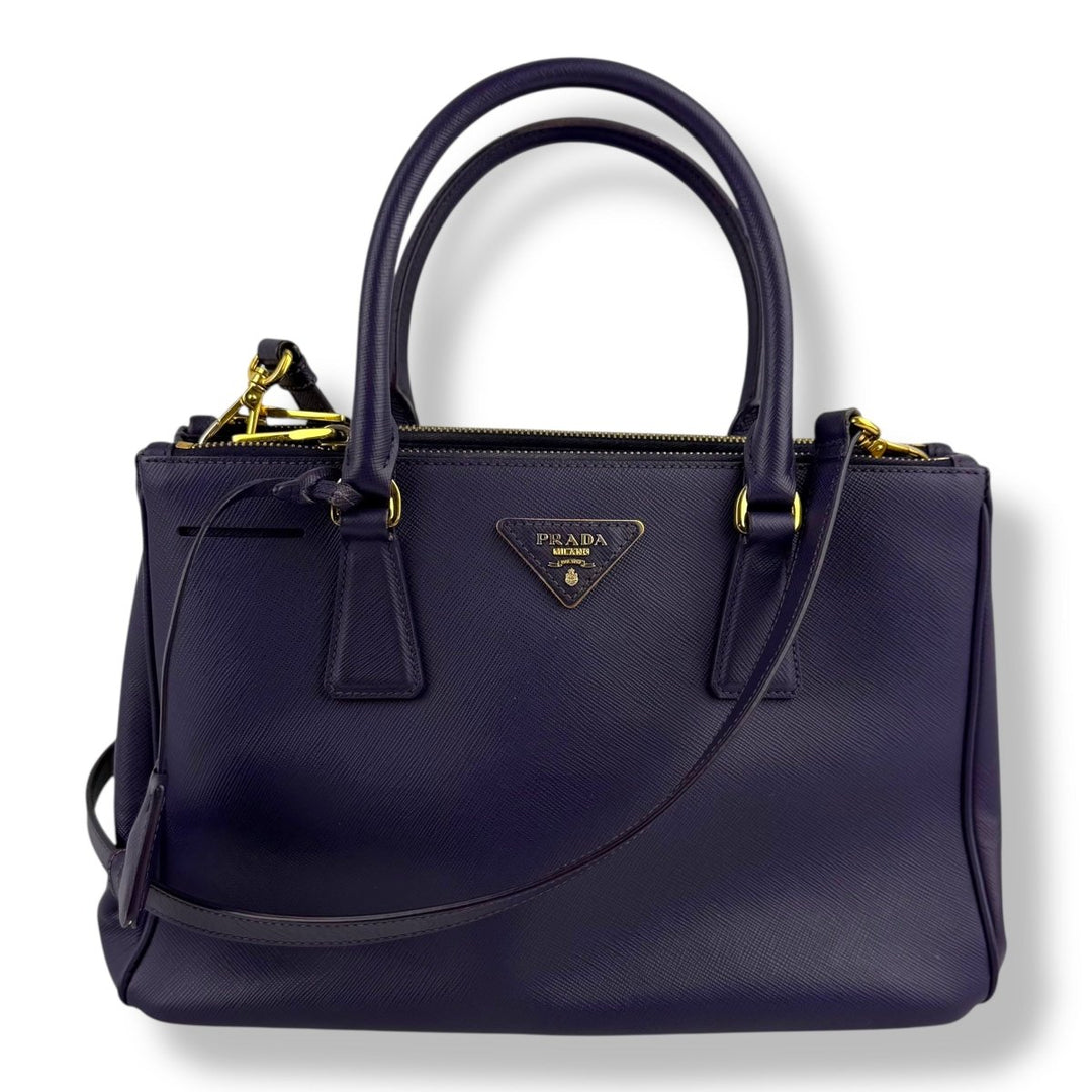 Prada Saffiano Tote Purple Leather Handbag - Lux Central