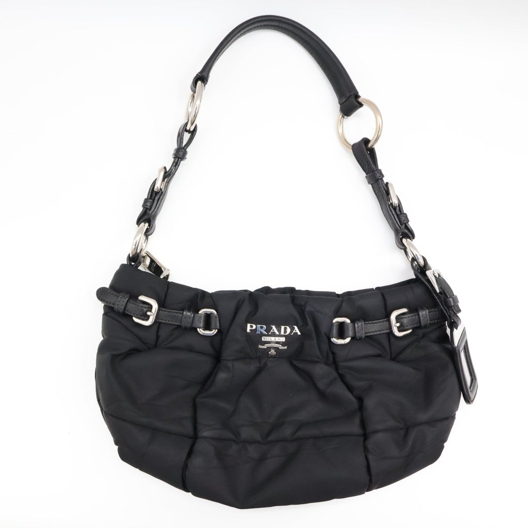 Prada Tessuto Black Nylon Hobo Shoulder Bag - Lux Central