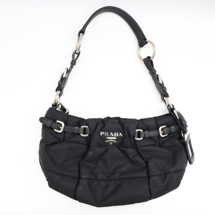 Prada Tessuto Black Nylon Hobo Shoulder Bag - Lux Central