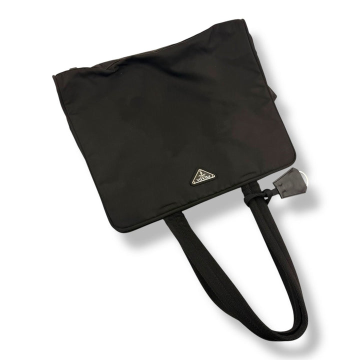 Prada Tessuto Black Nylon Top Handle Tote Handbag - Lux Central