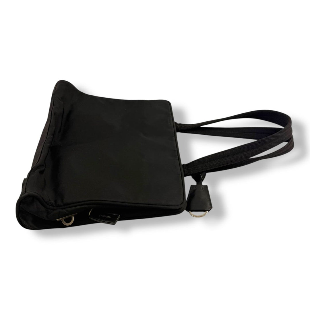 Prada Tessuto Black Nylon Top Handle Tote Handbag - Lux Central