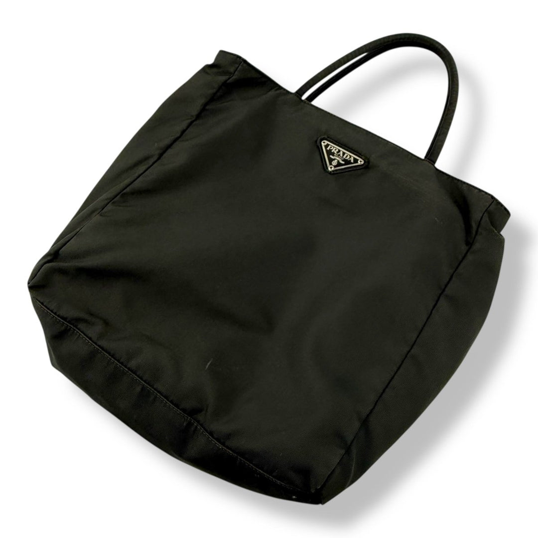Prada Tessuto Dark Grey Nylon Top Handle Tote Handbag - Lux Central