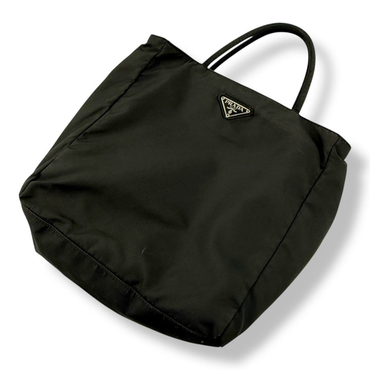 Prada Tessuto Dark Grey Nylon Top Handle Tote Handbag - Lux Central