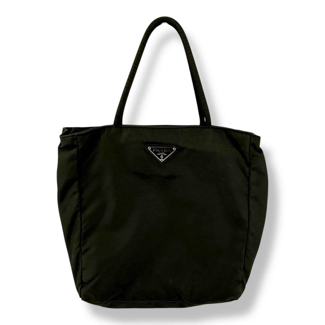 Prada Tessuto Dark Grey Nylon Top Handle Tote Handbag - Lux Central