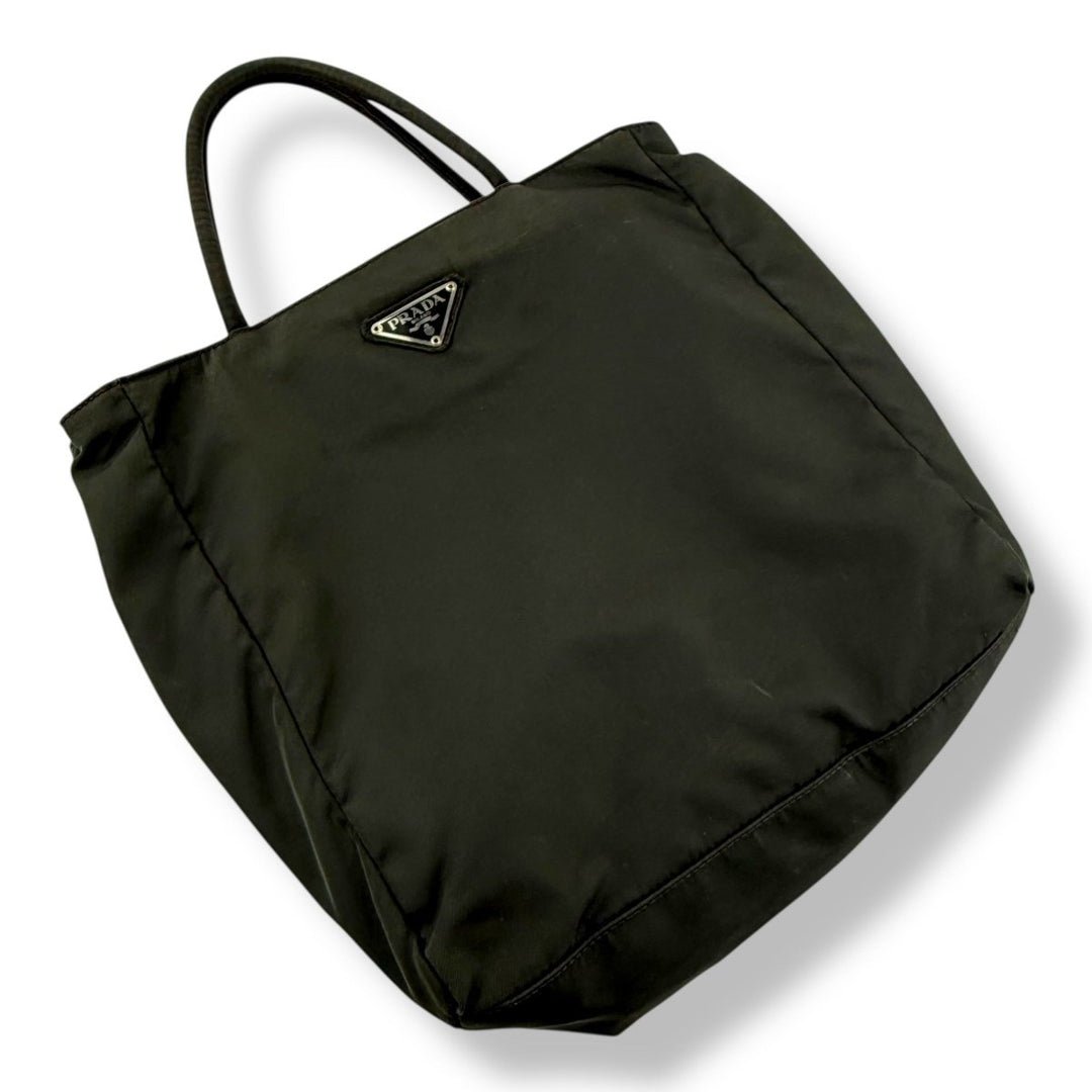 Prada Tessuto Dark Grey Nylon Top Handle Tote Handbag - Lux Central