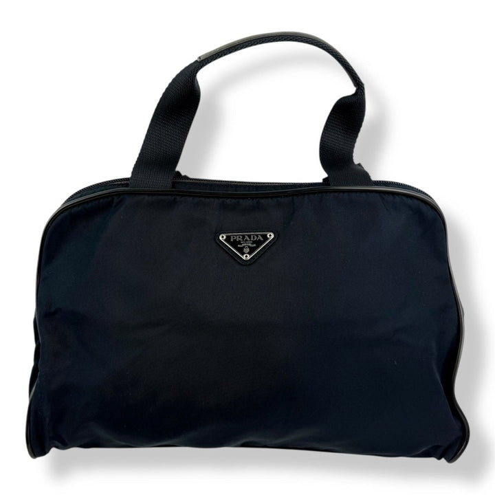 Prada Tessuto Navy Nylon Top Handle Tote Handbag - Lux Central
