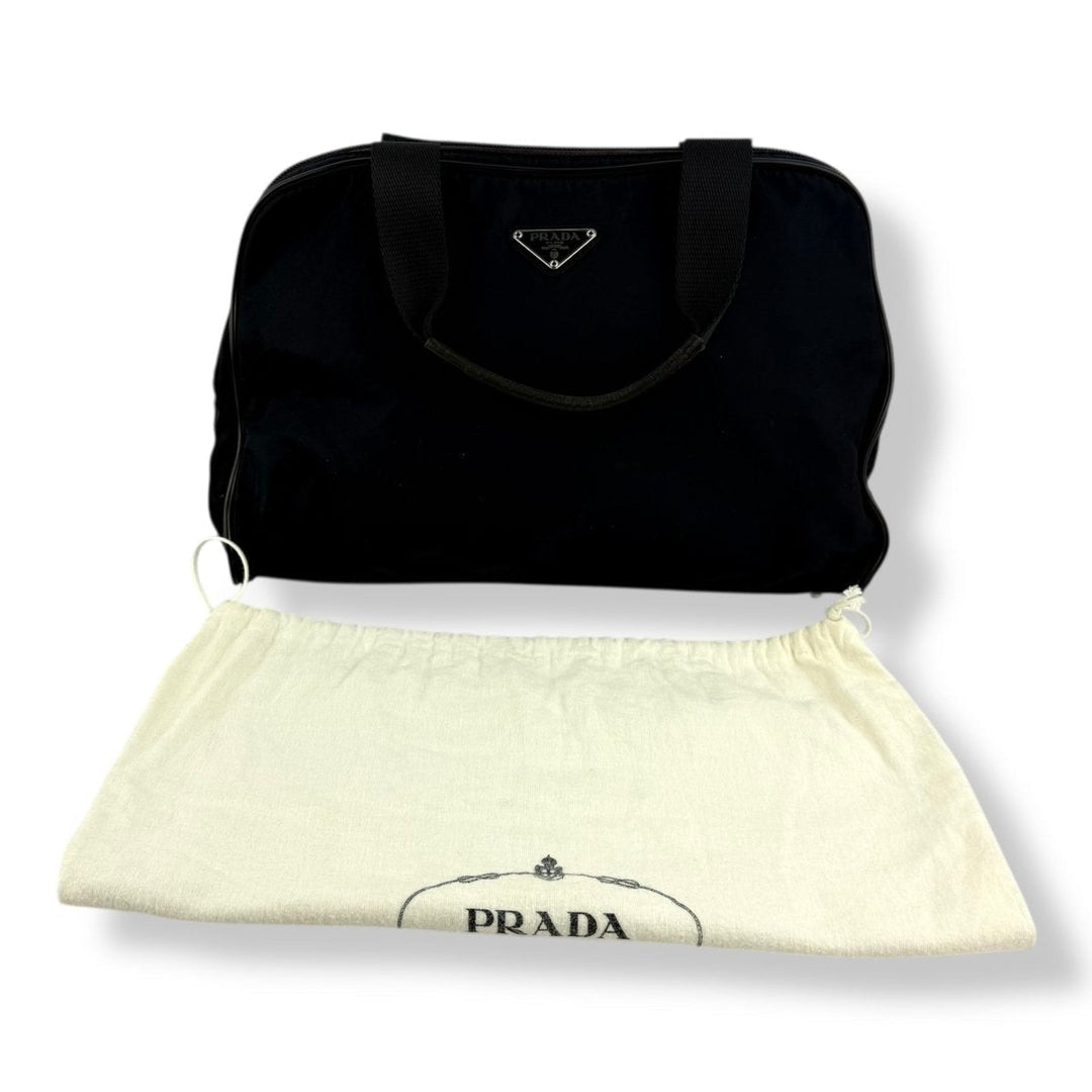 Prada Tessuto Navy Nylon Top Handle Tote Handbag - Lux Central