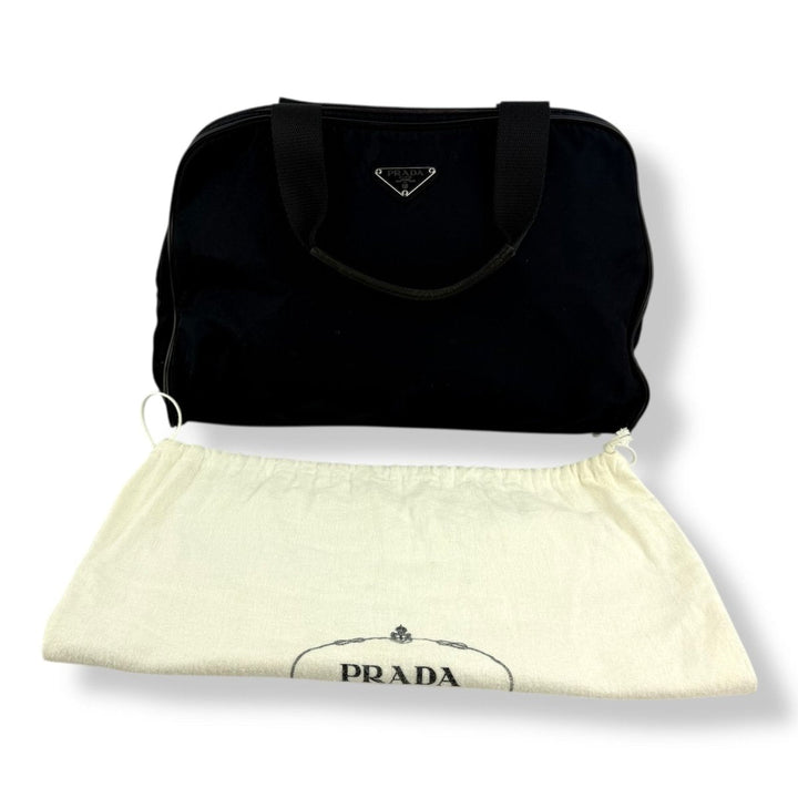 Prada Tessuto Navy Nylon Top Handle Tote Handbag - Lux Central