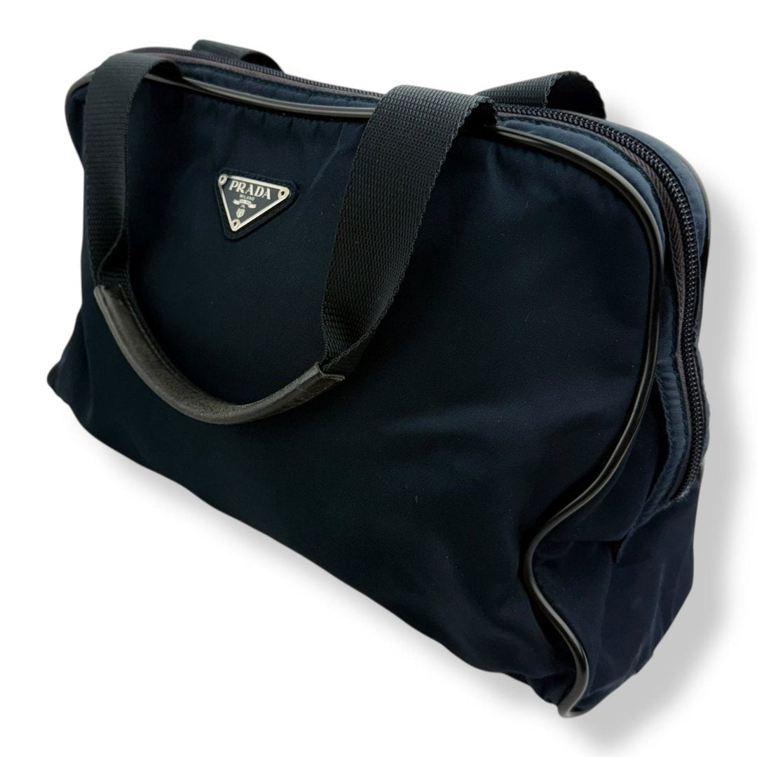 Prada Tessuto Navy Nylon Top Handle Tote Handbag - Lux Central