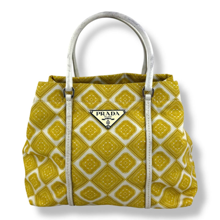 Prada Yellow Nylon Shoulder Tote Handbag - Lux Central