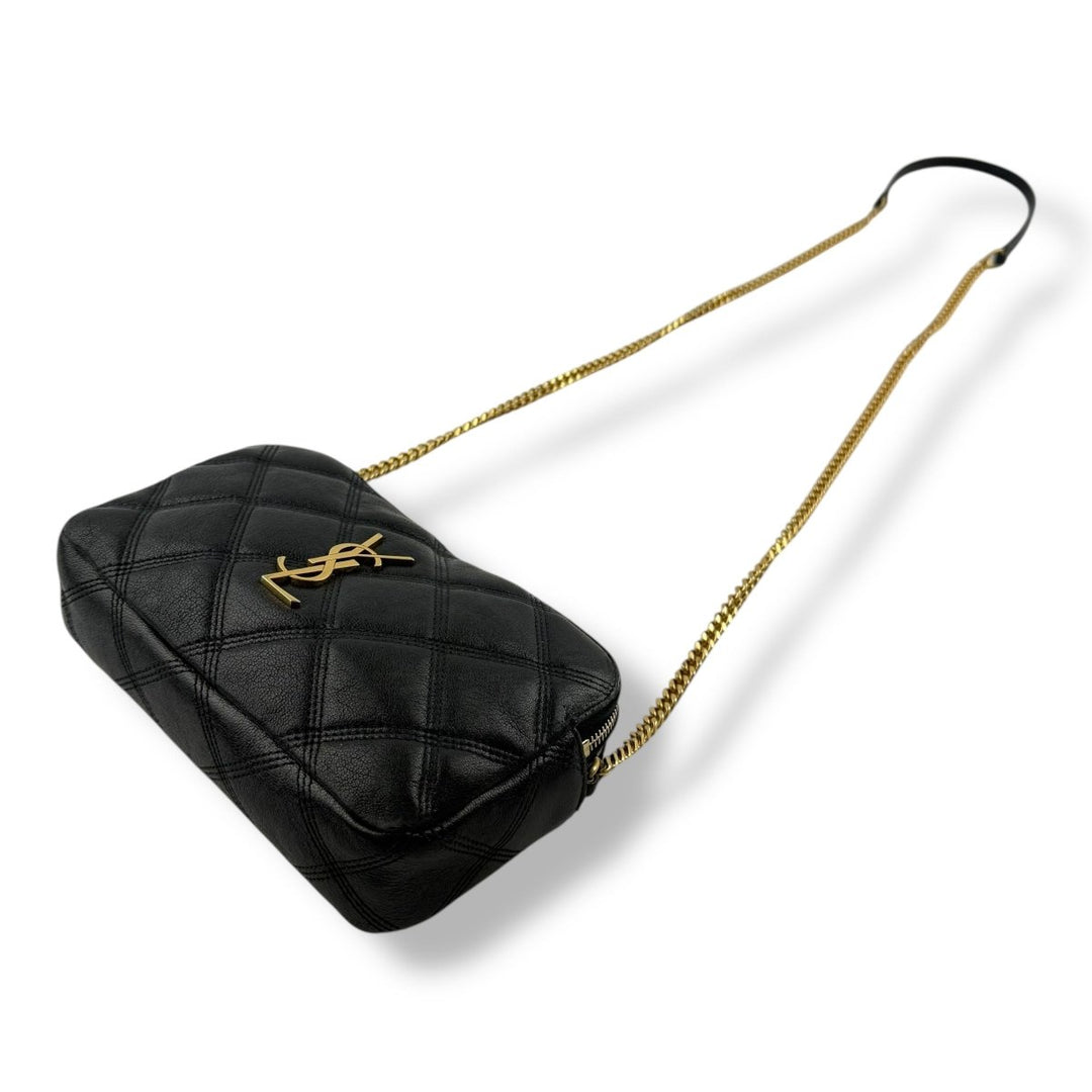 Saint Laurent Becky Black Calfskin Double Zip Crossbody Handbag - Lux Central