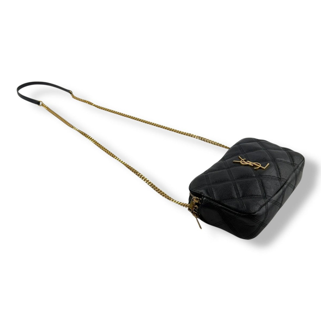 Saint Laurent Becky Black Calfskin Double Zip Crossbody Handbag - Lux Central