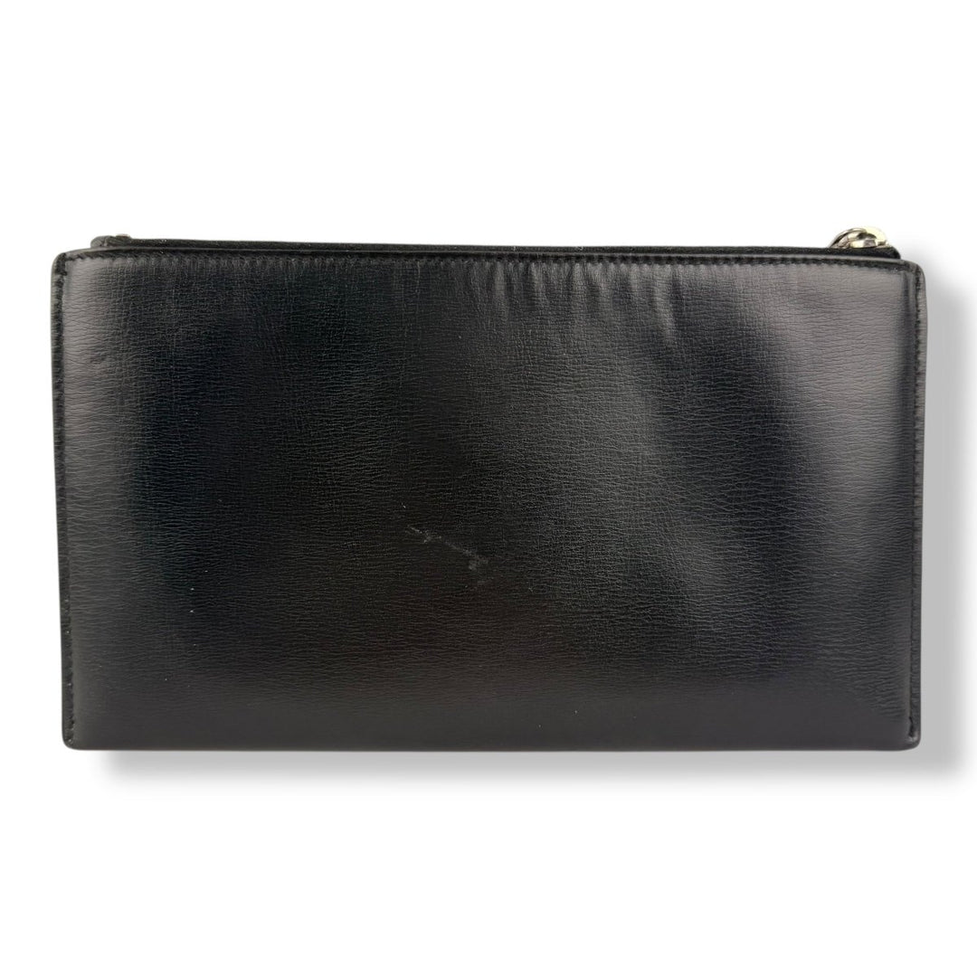Saint Laurent Bill Black Smooth Leather Pouch Clutch Bag - Lux Central