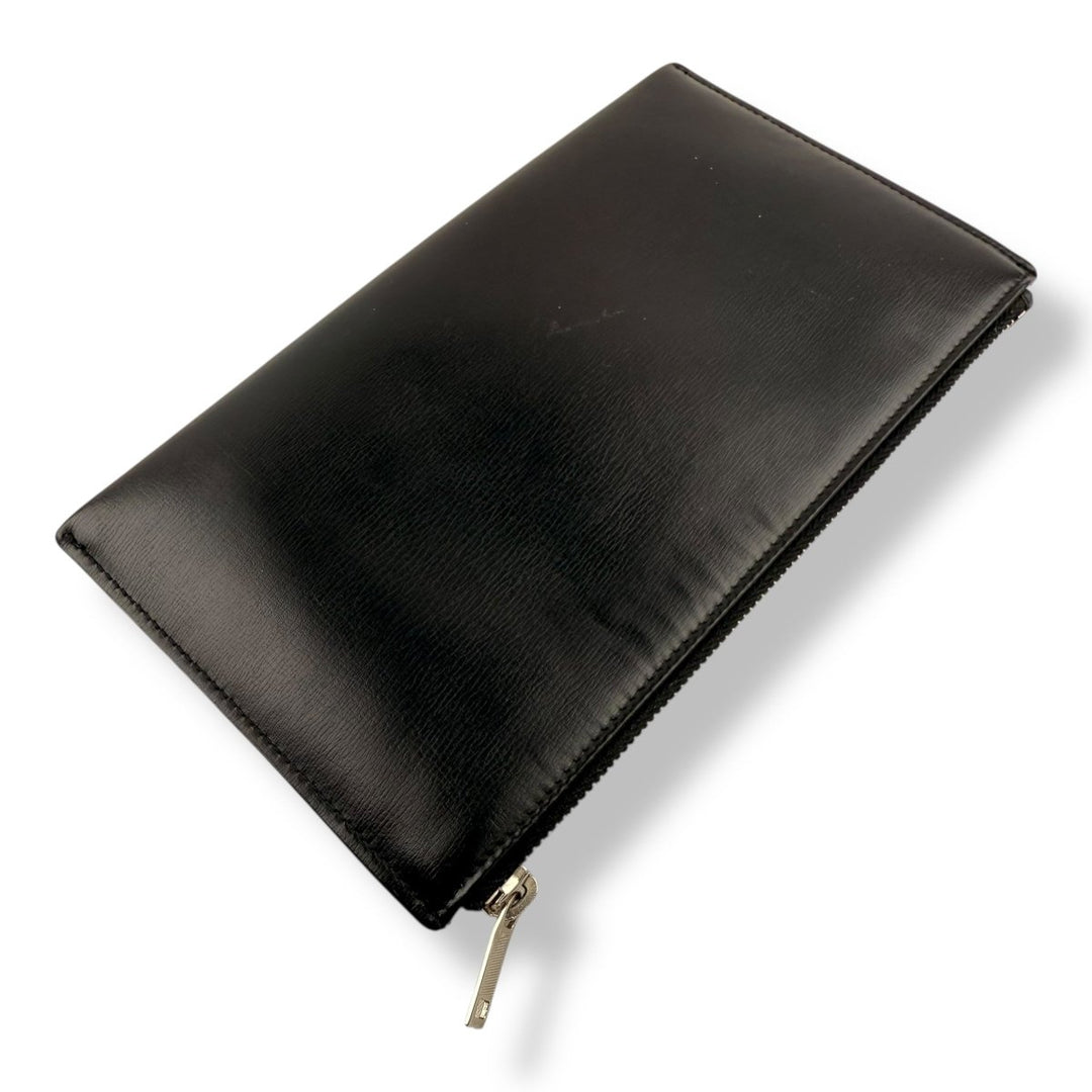Saint Laurent Bill Black Smooth Leather Pouch Clutch Bag - Lux Central