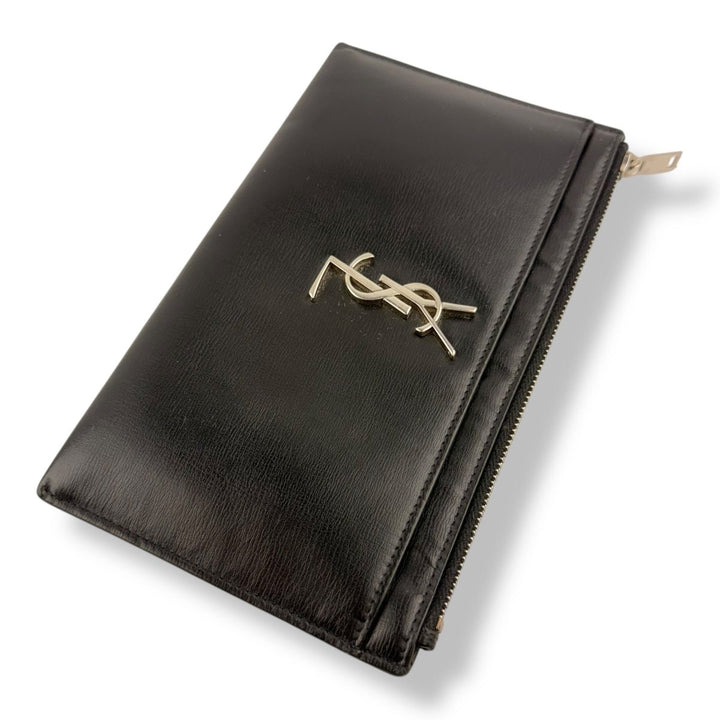 Saint Laurent Bill Black Smooth Leather Pouch Clutch Bag - Lux Central