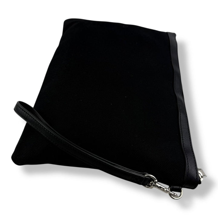 Saint Laurent Black Cotton Canvas Rive Gauche Clutch Bag - Lux Central