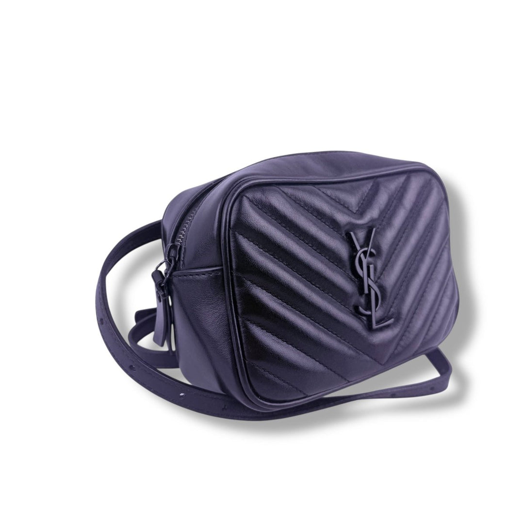 Saint Laurent Black YSL Lou Mini Belt Handbag - Lux Central