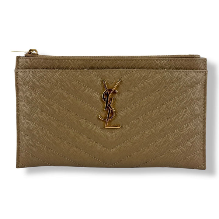 Saint Laurent Cassandre Beige Calfskin Leather Pouch Clutch Bag - Lux Central