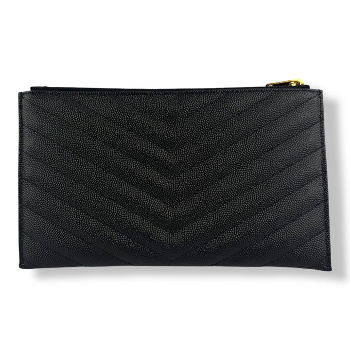 Saint Laurent Cassandre Black Calfskin Leather Pouch Clutch - Lux Central