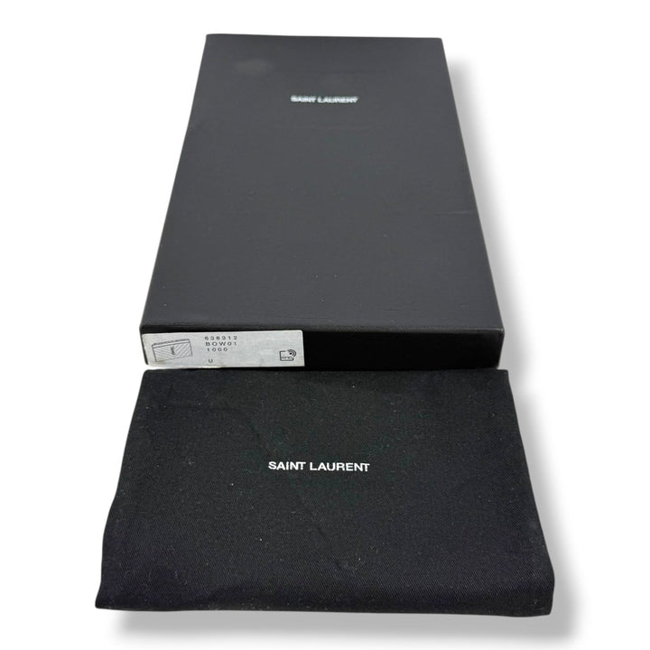 Saint Laurent Cassandre Black Calfskin Leather Pouch Clutch Bag - Lux Central