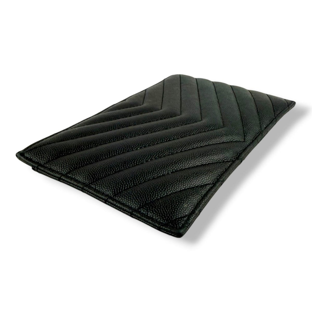 Saint Laurent Cassandre Black Calfskin Leather Pouch Clutch Bag - Lux Central