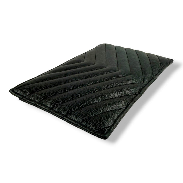Saint Laurent Cassandre Black Calfskin Leather Pouch Clutch Bag - Lux Central