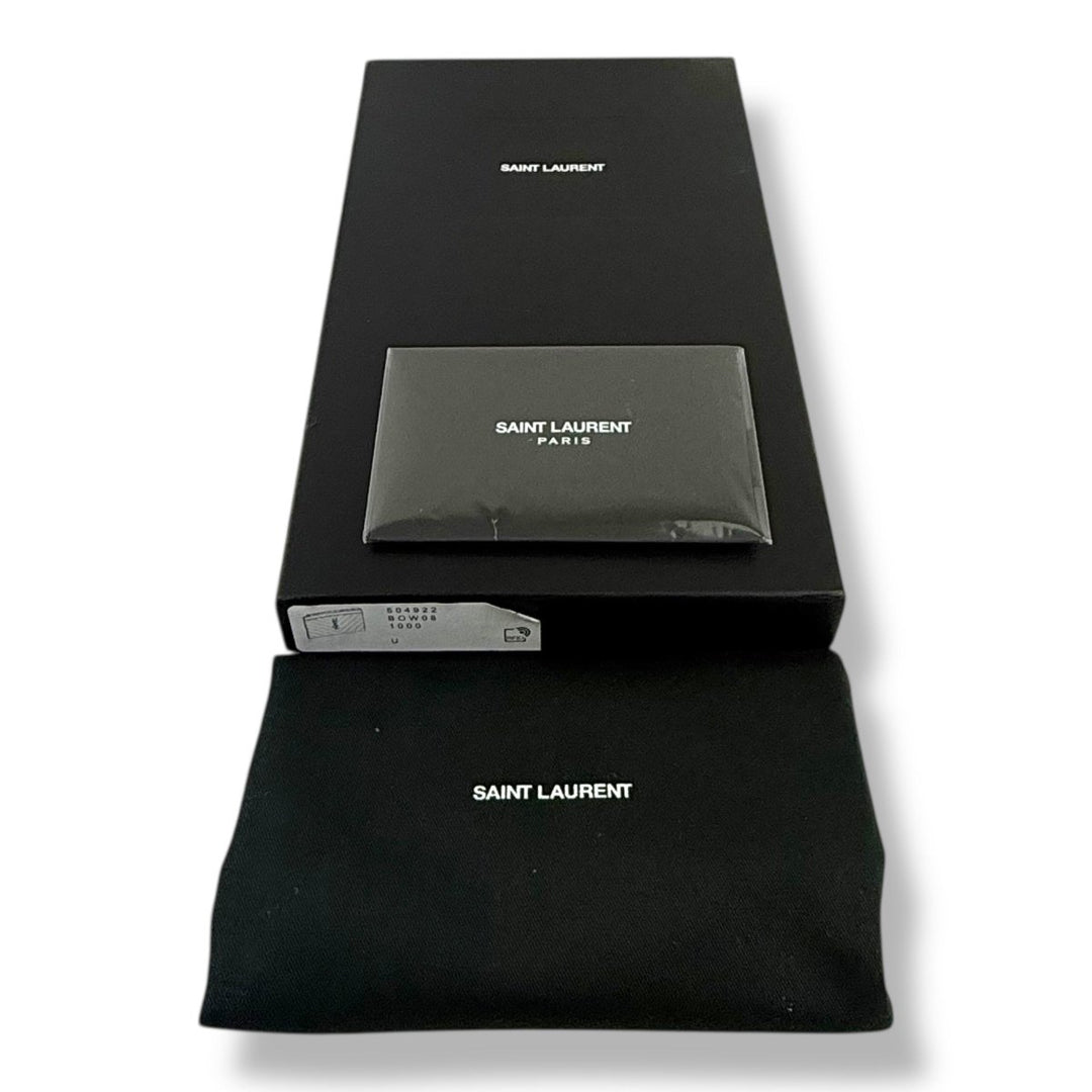 Saint Laurent Cassandre Black Calfskin Leather Pouch Clutch Bag - Lux Central