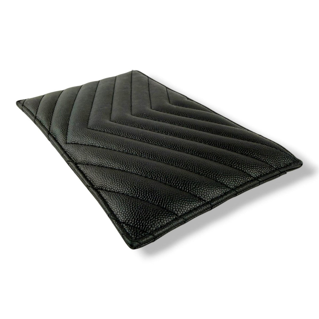 Saint Laurent Cassandre Black Calfskin Leather Pouch Clutch Bag - Lux Central
