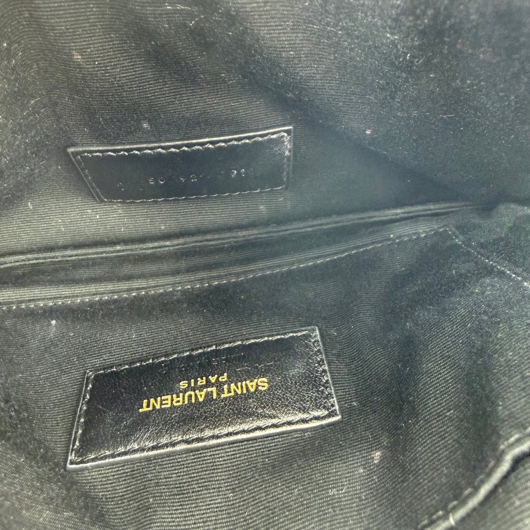 Saint Laurent Cassandre Black Calfskin Leather Pouch Clutch Bag - Lux Central