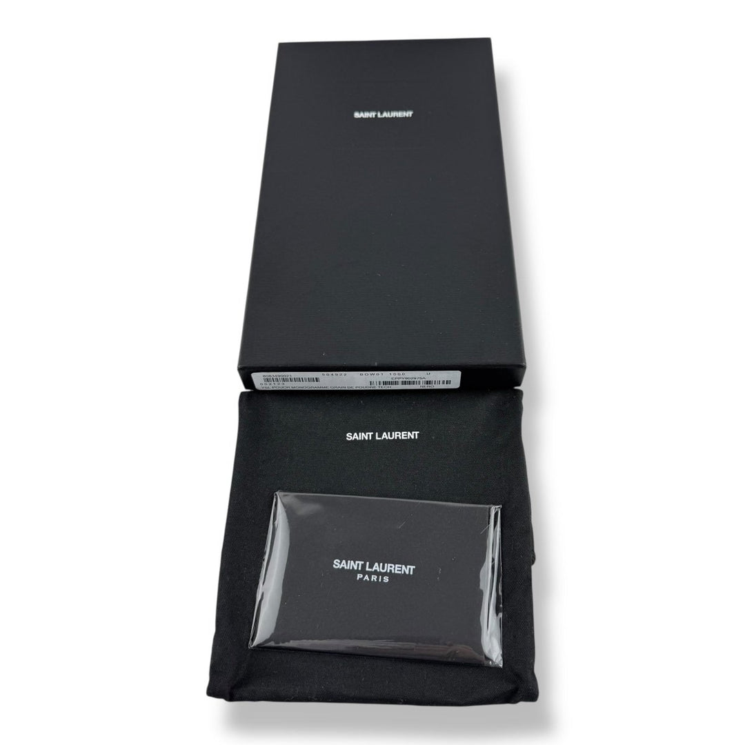 Saint Laurent Cassandre Black Calfskin Leather Pouch Clutch Bag - Lux Central