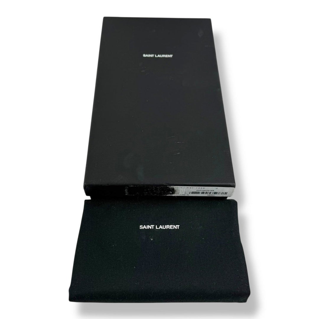 Saint Laurent Cassandre Black Calfskin Leather Pouch Clutch Bag - Lux Central