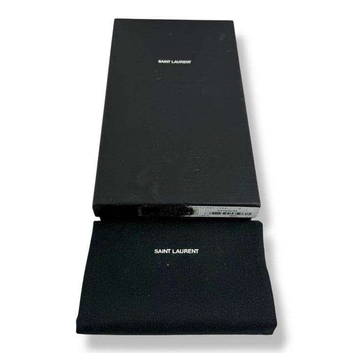 Saint Laurent Cassandre Black Calfskin Leather Pouch Clutch Bag - Lux Central
