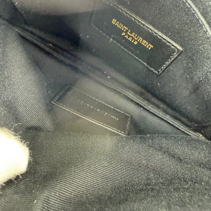 Saint Laurent Cassandre Black Calfskin Leather Pouch Clutch Bag - Lux Central