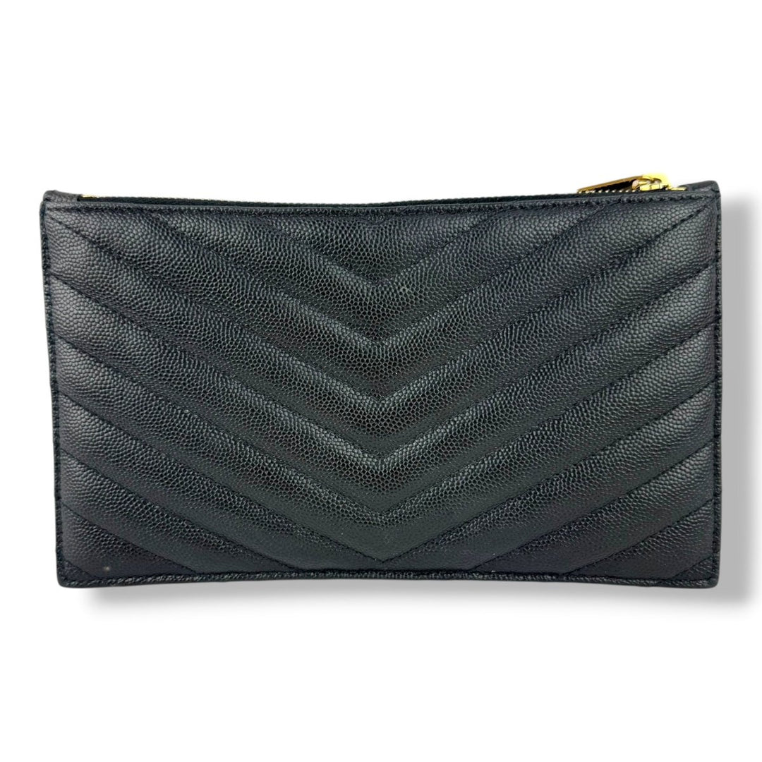 Saint Laurent Cassandre Black Calfskin Leather Pouch Clutch Bag - Lux Central