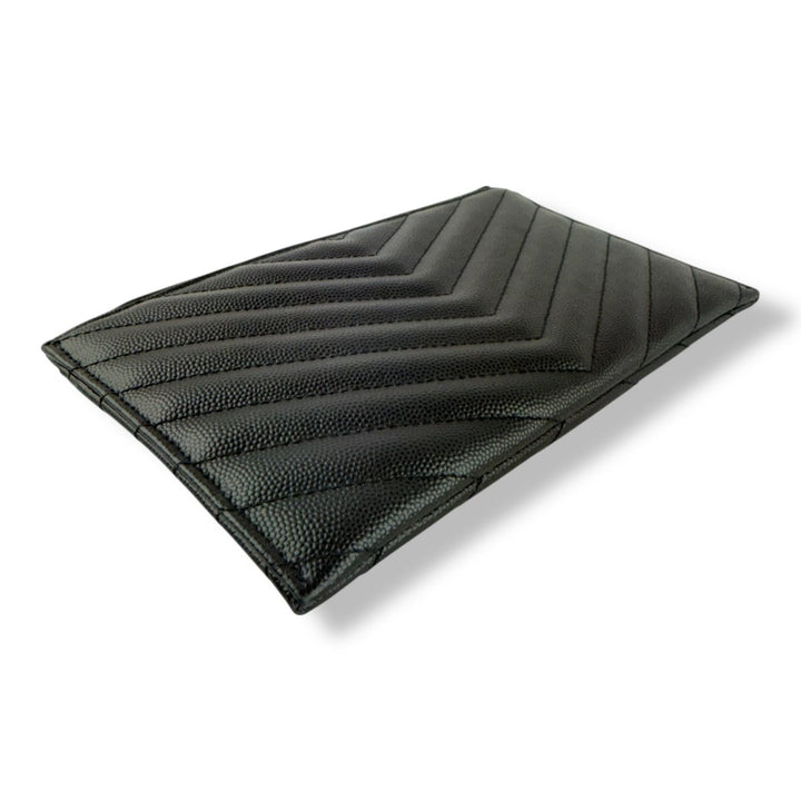 Saint Laurent Cassandre Black Calfskin Leather Pouch Clutch Bag - Lux Central