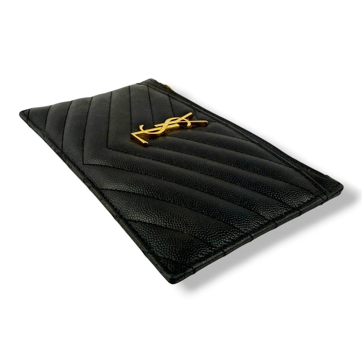 Saint Laurent Cassandre Black Calfskin Leather Pouch Clutch Bag - Lux Central