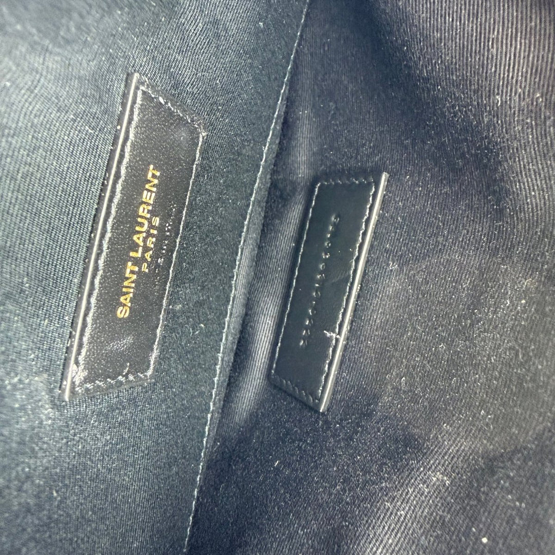 Saint Laurent Cassandre Black Grained Leather Pouch Clutch Bag - Lux Central