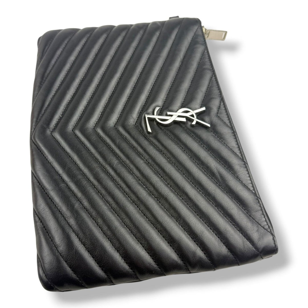 Saint Laurent Cassandre Matalesse Jolie Black Clutch Pouch - Lux Central