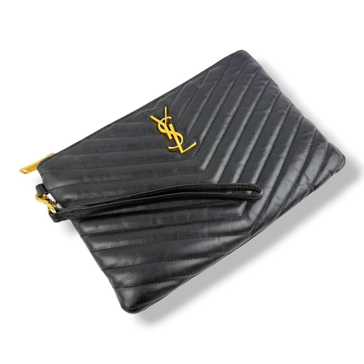 Saint Laurent Cassandre Matalesse Jolie Black Clutch Pouch - Lux Central