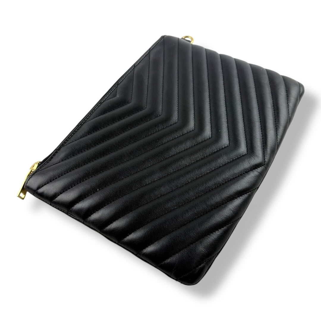 Saint Laurent Cassandre Matalesse Jolie Black Clutch Pouch - Lux Central