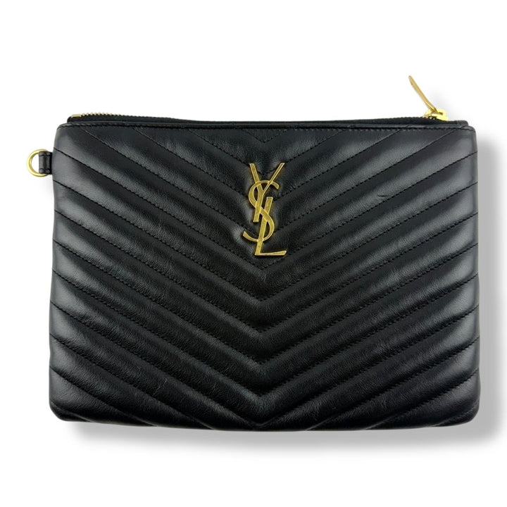 Saint Laurent Cassandre Matalesse Jolie Black Clutch Pouch - Lux Central