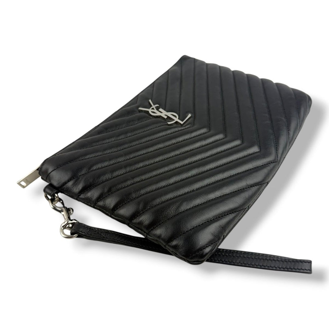 Saint Laurent Cassandre Matalesse Jolie Black Clutch Pouch - Lux Central