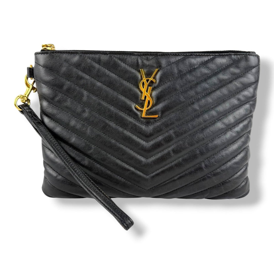 Saint Laurent Cassandre Matalesse Jolie Black Clutch Pouch - Lux Central