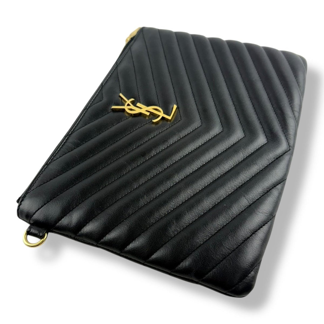 Saint Laurent Cassandre Matalesse Jolie Black Clutch Pouch - Lux Central