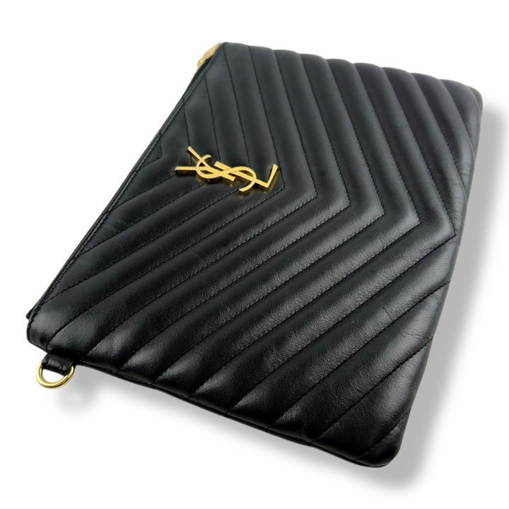 Saint Laurent Cassandre Matalesse Jolie Black Clutch Pouch - Lux Central