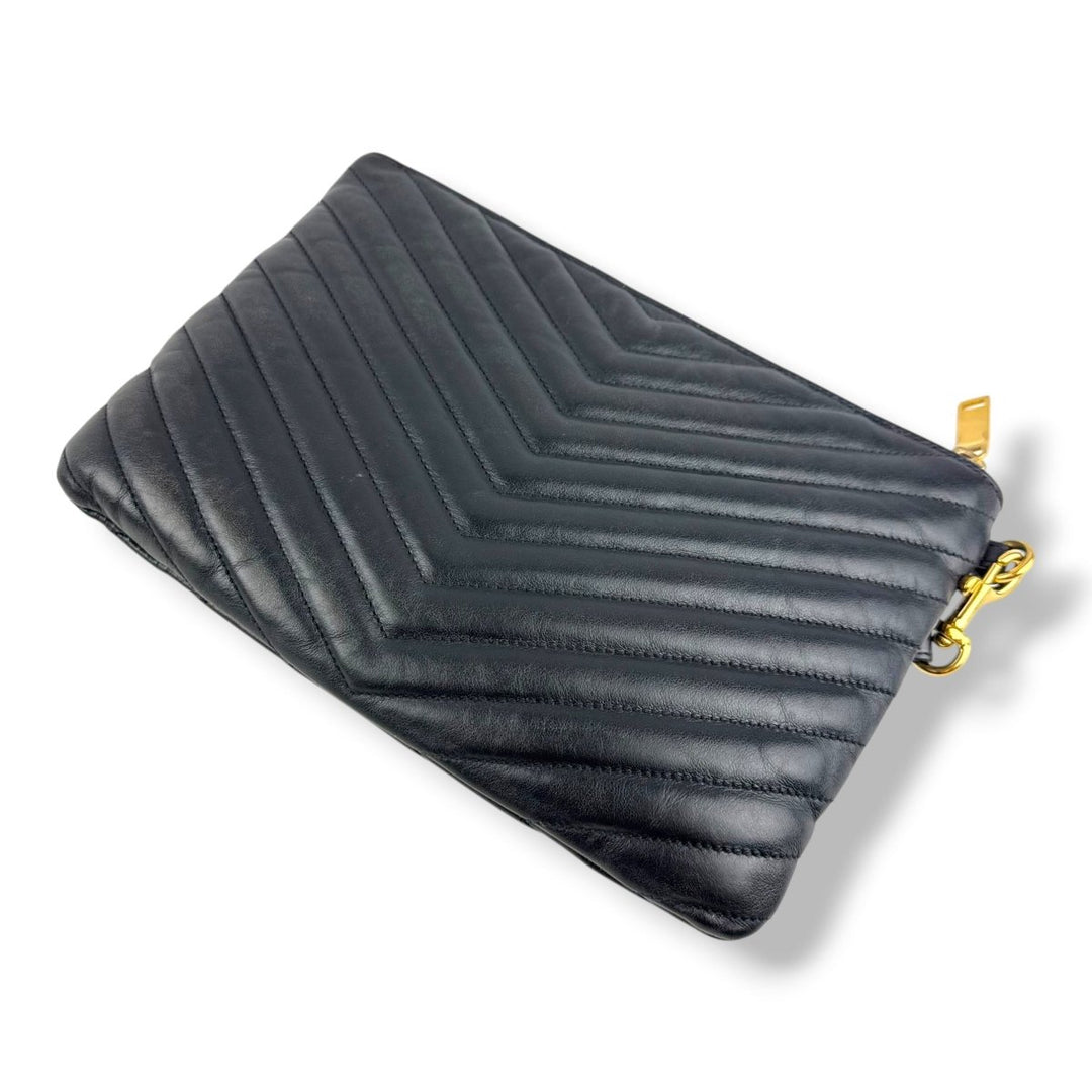 Saint Laurent Cassandre Matalesse Jolie Black Clutch Pouch - Lux Central
