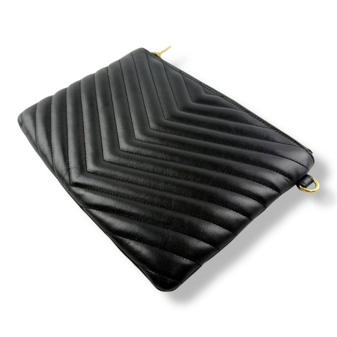 Saint Laurent Cassandre Matalesse Jolie Black Clutch Pouch - Lux Central