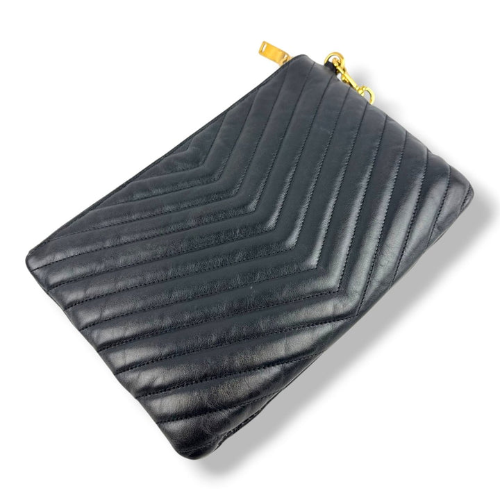 Saint Laurent Cassandre Matalesse Jolie Black Clutch Pouch - Lux Central